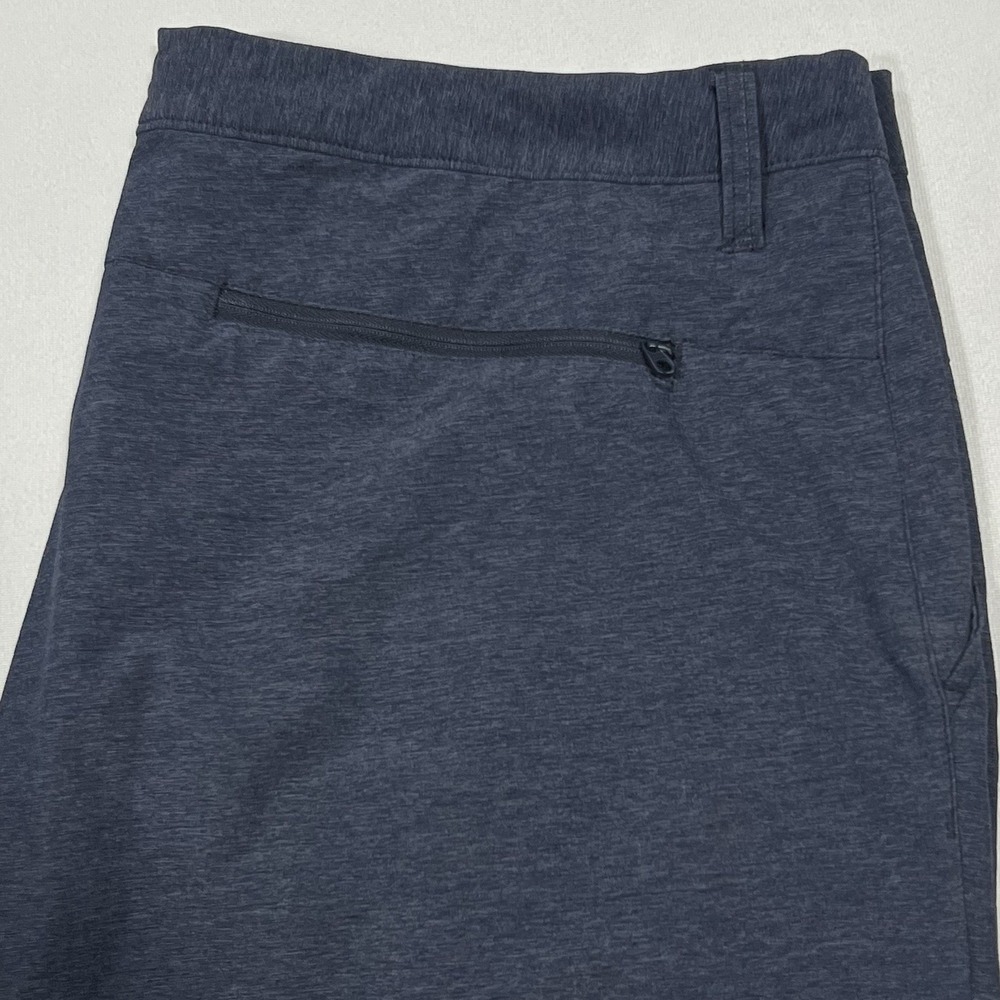 UNTUCKit Tech Men Blue Nylon Flat Front Chinos Drawstring Stretch Shorts Size 38